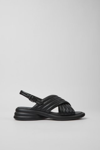 Neu Eingetroffen Camper Spiro - Schwarze Damensandale aus Leder Neu Eingetroffen Camper Spiro - Schwarze Damensandale aus Leder