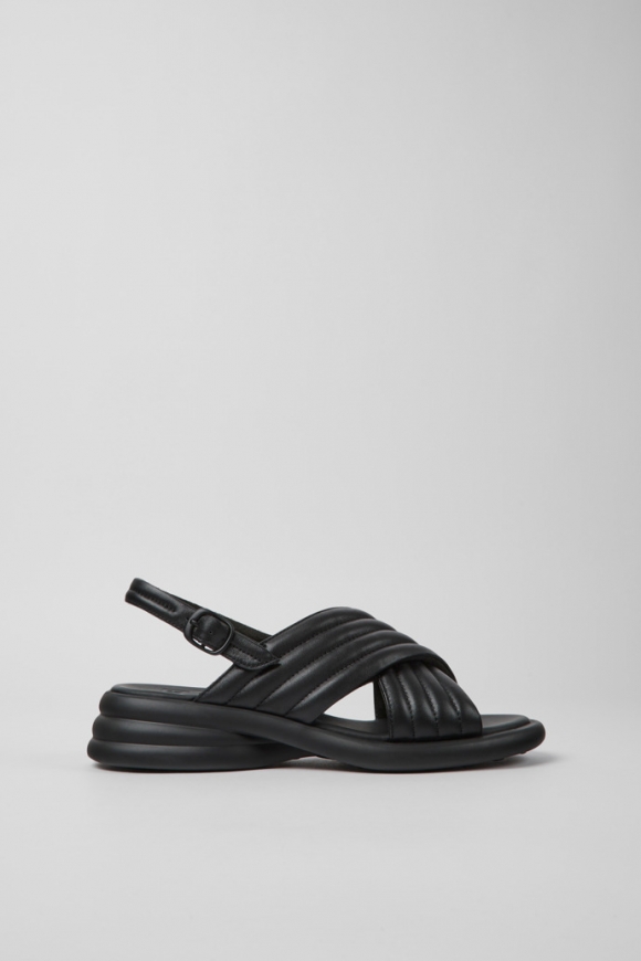 Neu Eingetroffen Camper Spiro - Schwarze Damensandale aus Leder Neu Eingetroffen Camper Spiro - Schwarze Damensandale aus Leder