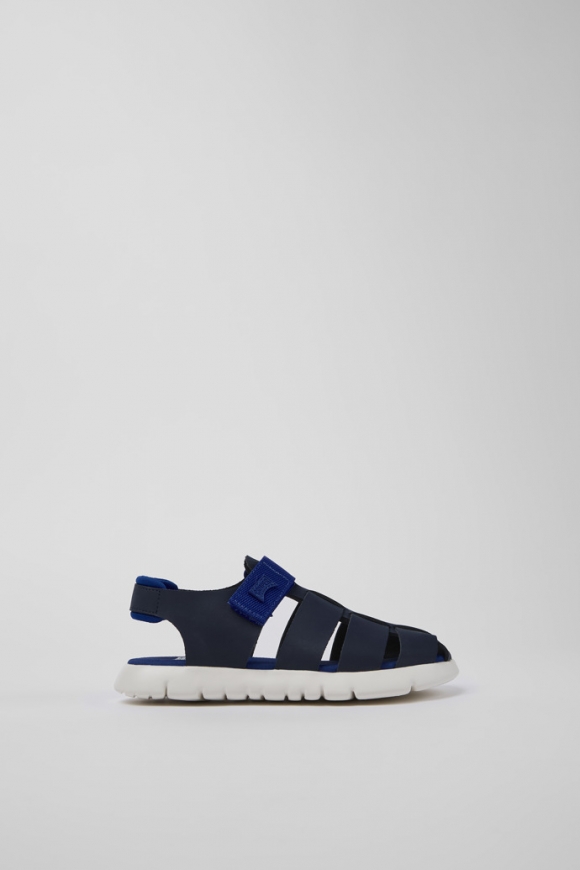 Neu Eingetroffen Camper Oruga - Blaue Sandalen aus Leder/Textil