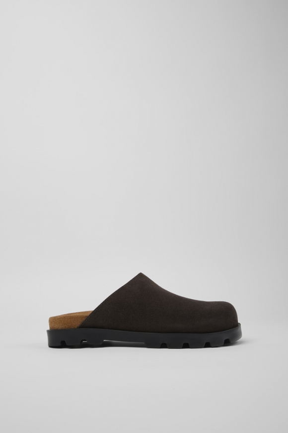 Neu Eingetroffen Camper Brutus Sandal - Graue Damenclogs aus Nubukleder