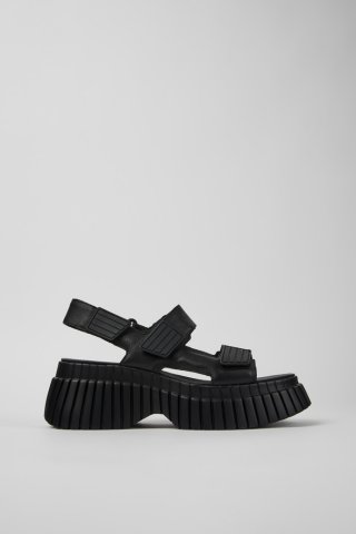 Neu Eingetroffen Camper BCN - Schwarze Ledersandale für Damen.