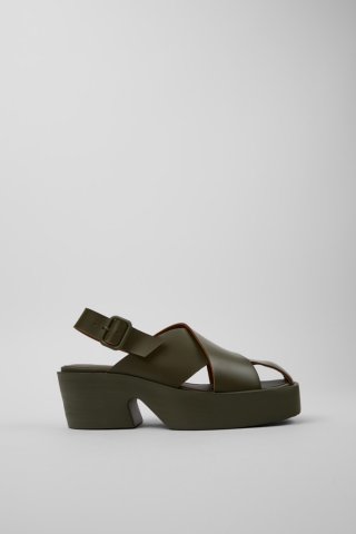Neu Eingetroffen Camper Billie - Grüne Ledersandalen für Damen.