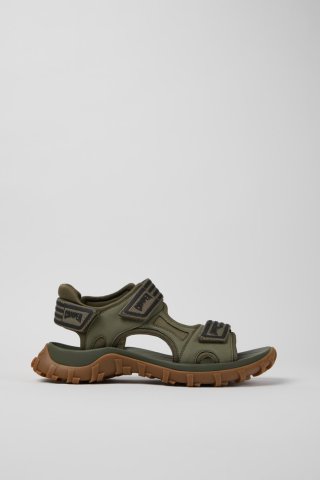 Neu Eingetroffen Camper Drift Trail Sandal - Grüne Herrensandalen aus recyceltem PET und Leder.