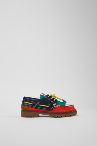 Neu Eingetroffen Camper Bobo Choses x Camper - Mehrfarbige Kindermokassins aus Leder und Nubukleder.