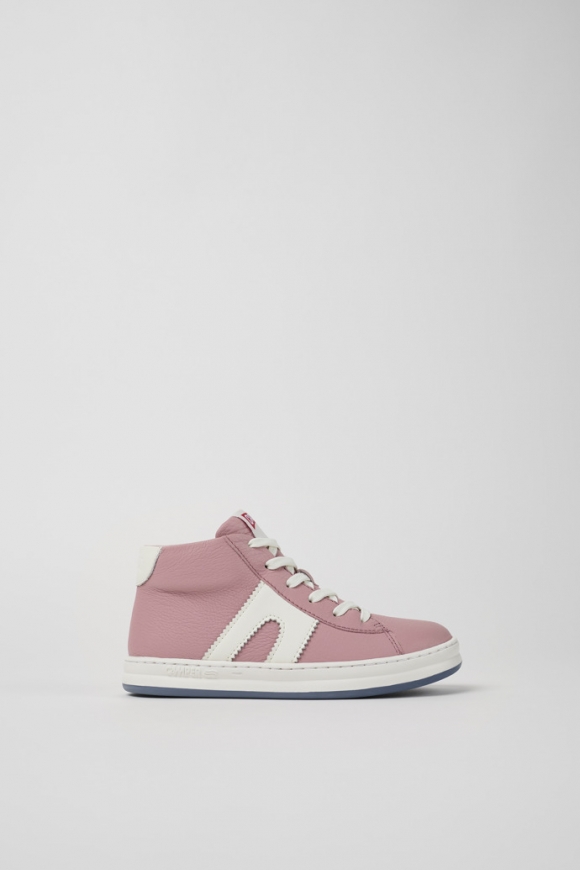 Neu Eingetroffen Camper Runner - Rosa-weiße Kindersneaker aus recyceltem Leder Neu Eingetroffen Camper Runner - Rosa-weiße Kindersneaker aus recyceltem Leder