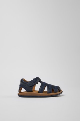 Neu Eingetroffen Camper Bicho - Blaue Kindersandale aus Leder zum Schließen.