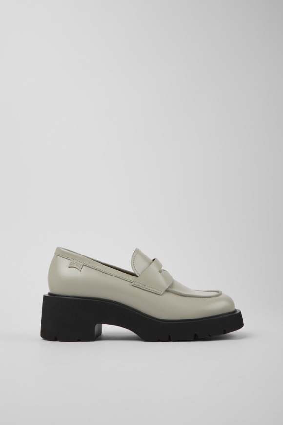 Neu Eingetroffen Camper Milah - Grauer Damenloafer aus Leder Neu Eingetroffen Camper Milah - Grauer Damenloafer aus Leder