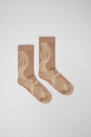 Neu Eingetroffen Camper Socks - Beige-gelbe Socken aus Bio-Baumwolle.