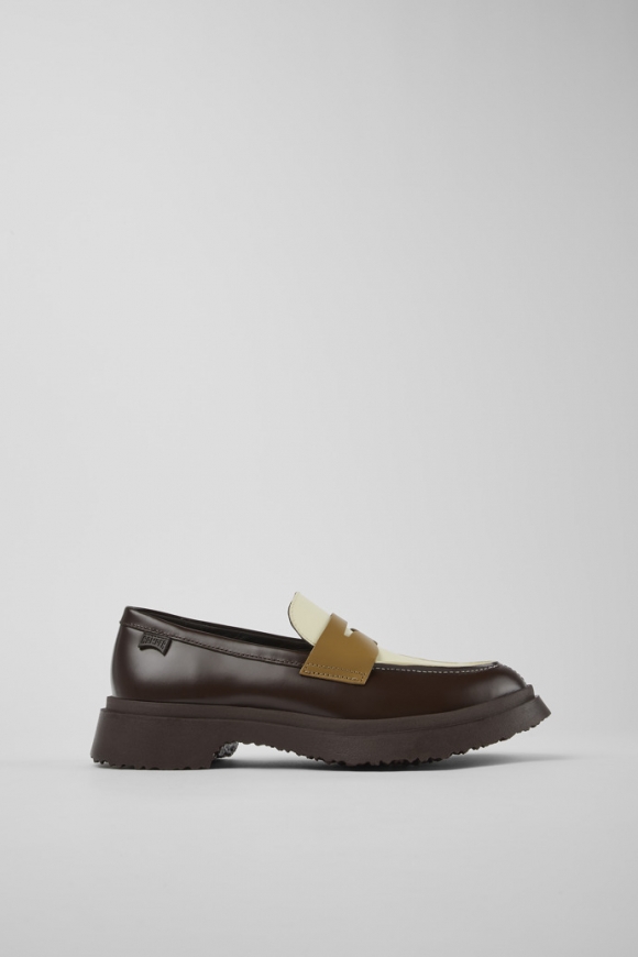 Neu Eingetroffen Camper Twins - Braune und weiße Lederloafer für Damen