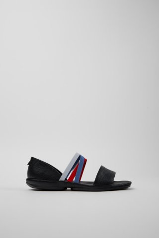 Neu Eingetroffen Camper Twins - Schwarze Ledersandale für Damen.