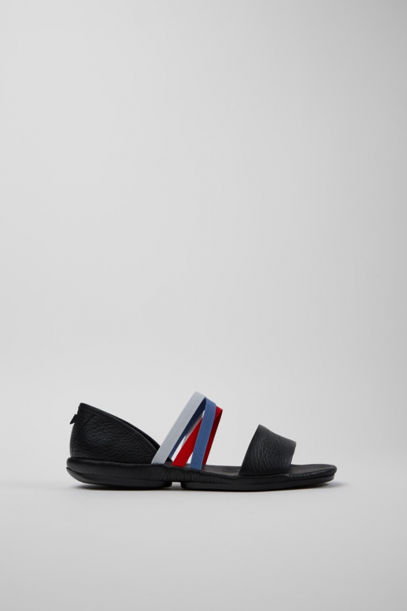 Neu Eingetroffen Camper Twins - Schwarze Ledersandale für Damen. Neu Eingetroffen Camper Twins - Schwarze Ledersandale für Damen.