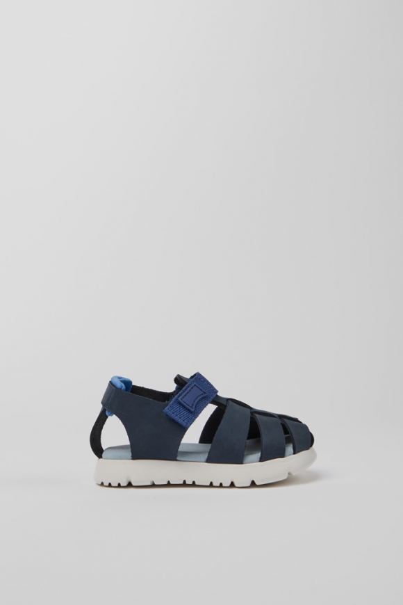 Neu Eingetroffen Camper Oruga - Blaue Sandale aus Leder und Textil Neu Eingetroffen Camper Oruga - Blaue Sandale aus Leder und Textil