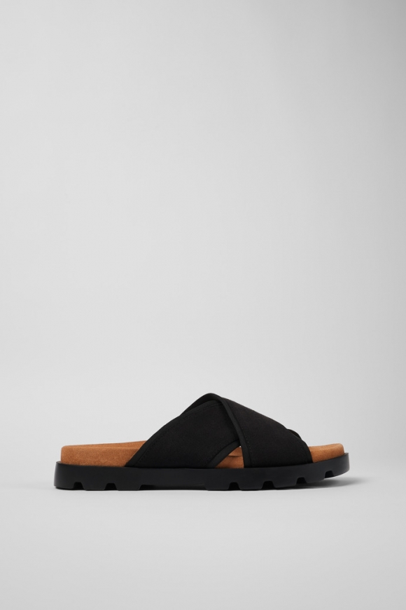 Neu Eingetroffen Camper Brutus Sandal - Schwarze Herrenpantoletten aus Textil Neu Eingetroffen Camper Brutus Sandal - Schwarze Herrenpantoletten aus Textil