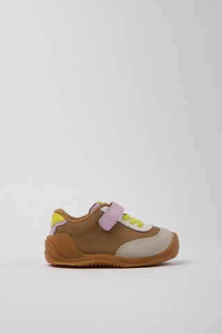 Neu Eingetroffen Camper Dadda - Braune Kindersneaker aus Textil und Leder