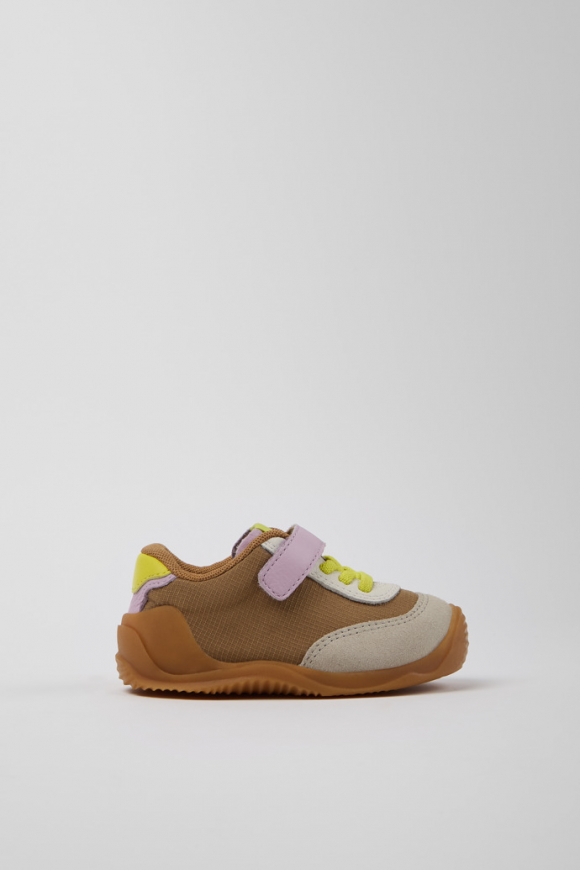 Neu Eingetroffen Camper Dadda - Braune Kindersneaker aus Textil und Leder