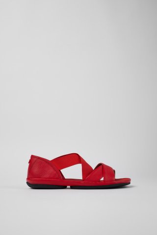 Neu Eingetroffen Camper Right - Rote Damensandalen aus Leder mit Kreuzriemen Neu Eingetroffen Camper Right - Rote Damensandalen aus Leder mit Kreuzriemen