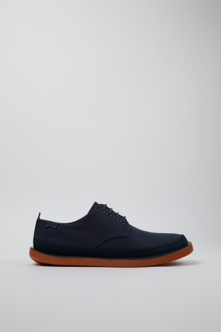 Neu Eingetroffen Camper Wagon - Blauer Herrenschuh aus recycelter Baumwolle und Nubukleder.