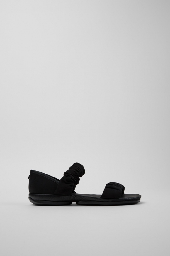 Neu Eingetroffen Camper Right - Schwarze Sandalen für Damen aus recyceltem PET und Leder.