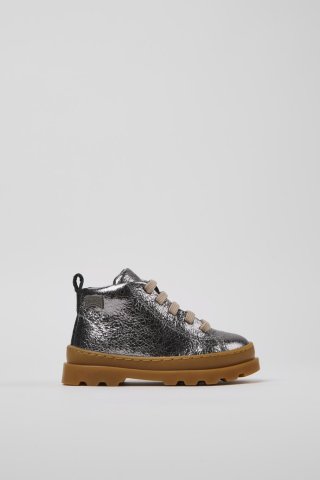 Neu Eingetroffen Camper Brutus - Silberne Lederstiefeletten für Kinder.