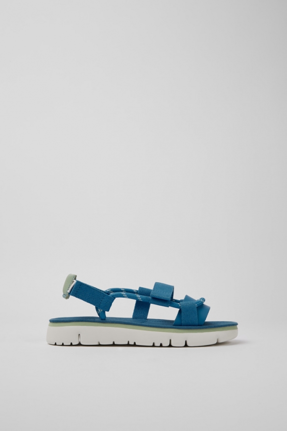 Neu Eingetroffen Camper Oruga - Damensandale aus Leder in Blau und Grün Neu Eingetroffen Camper Oruga - Damensandale aus Leder in Blau und Grün