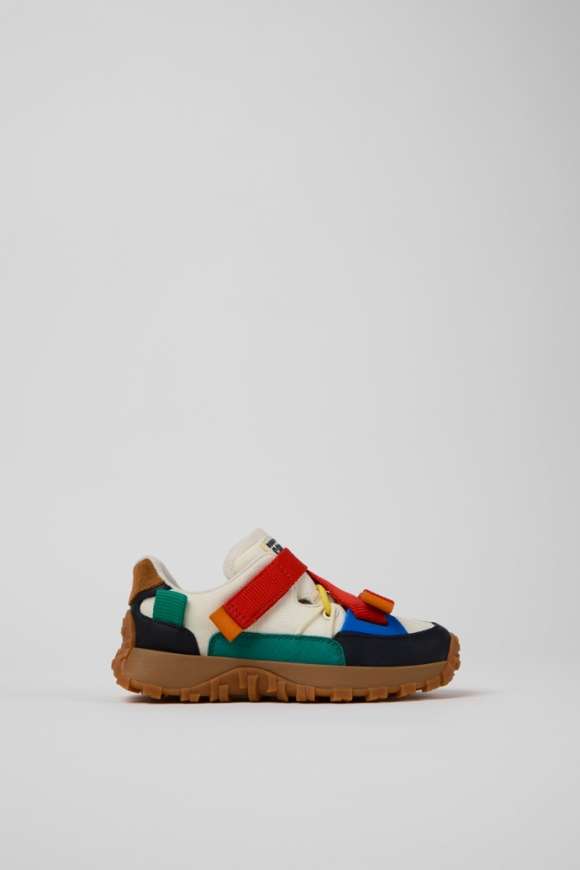 Neu Eingetroffen Camper Bobo Choses x Camper - Mehrfarbige Kinderschuhe aus Leder und Textil mit halboffener Form.
