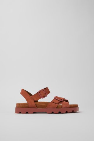 Neu Eingetroffen Camper Brutus Sandal - Rote Nubukleder-Sandalen für Damen.