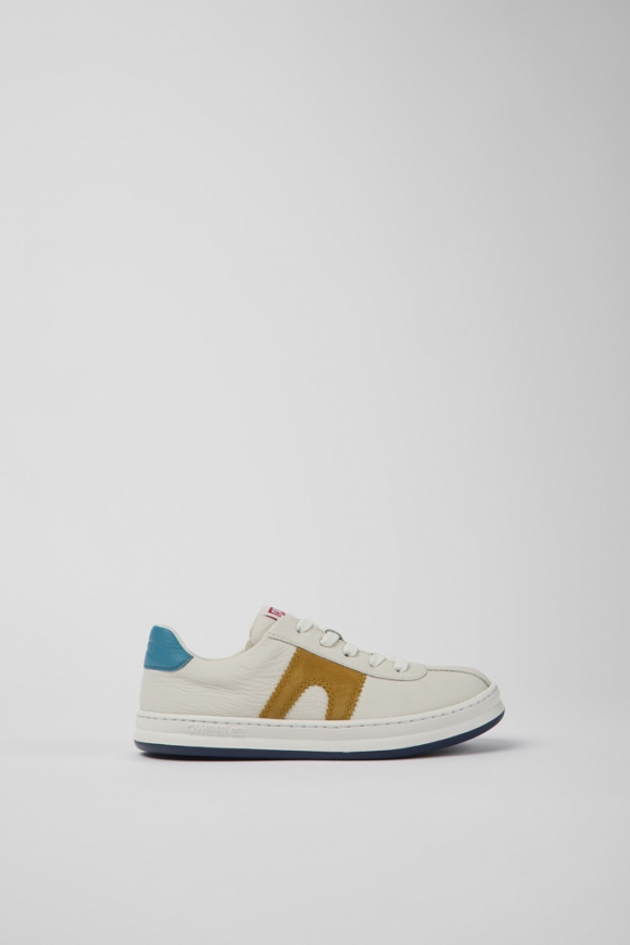 Neu Eingetroffen Camper Twins - Weißer Kindersneaker aus Leder und Nubukleder