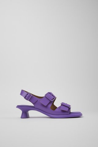 Neu Eingetroffen Camper Dina - Violette Damensandalen aus Leder mit Doppelriemen