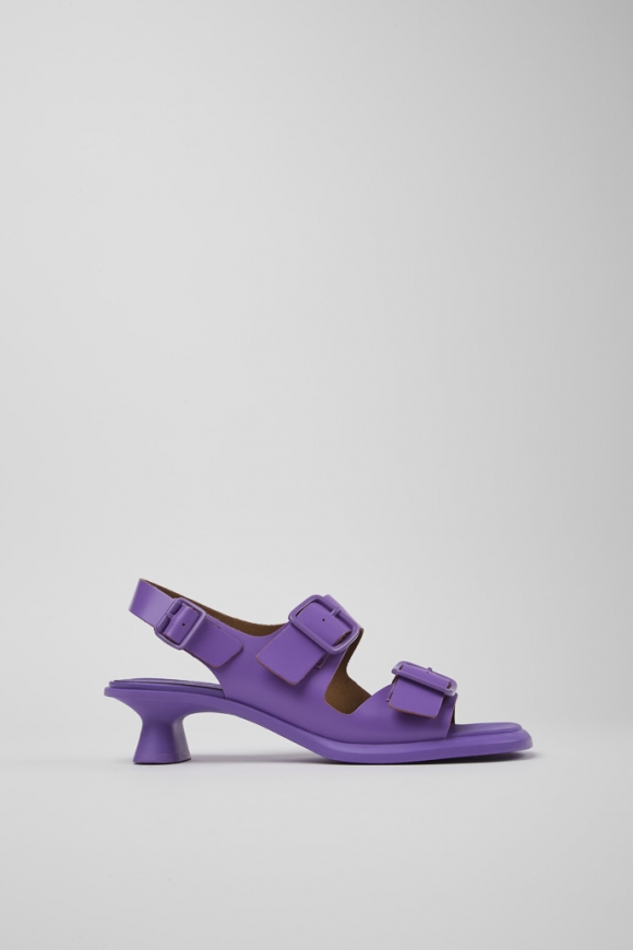 Neu Eingetroffen Camper Dina - Violette Damensandalen aus Leder mit Doppelriemen Neu Eingetroffen Camper Dina - Violette Damensandalen aus Leder mit Doppelriemen