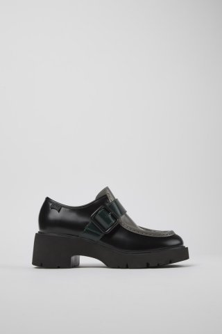 Neu Eingetroffen Camper Twins - Schwarzer und grauer Damenloafer aus Leder