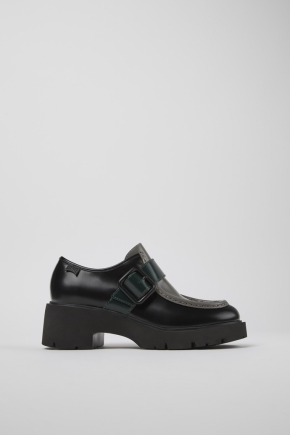 Neu Eingetroffen Camper Twins - Schwarzer und grauer Damenloafer aus Leder Neu Eingetroffen Camper Twins - Schwarzer und grauer Damenloafer aus Leder