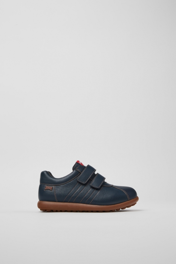 Neu Eingetroffen Camper Pelotas - Blauer Kinderschuh aus Leder und Textil.