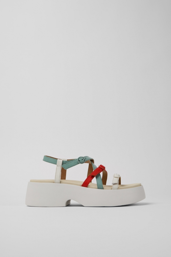 Neu Eingetroffen Camper Twins - Mehrfarbige Ledersandalen für Damen. Neu Eingetroffen Camper Twins - Mehrfarbige Ledersandalen für Damen.