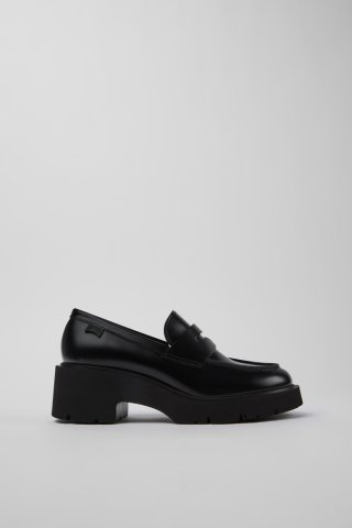 Neu Eingetroffen Camper Milah - Schwarze Ledermokassins für Damen.