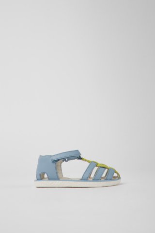 Neu Eingetroffen Camper Miko - Grün-blaue Kindersandale aus Leder