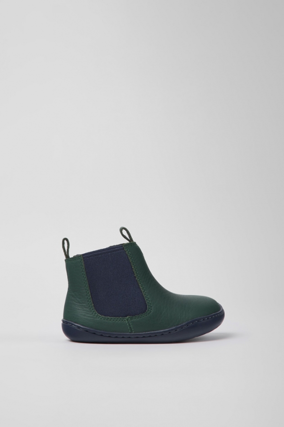 Neu Eingetroffen Camper Peu - Grün-blauer Kinderstiefel aus Leder Neu Eingetroffen Camper Peu - Grün-blauer Kinderstiefel aus Leder