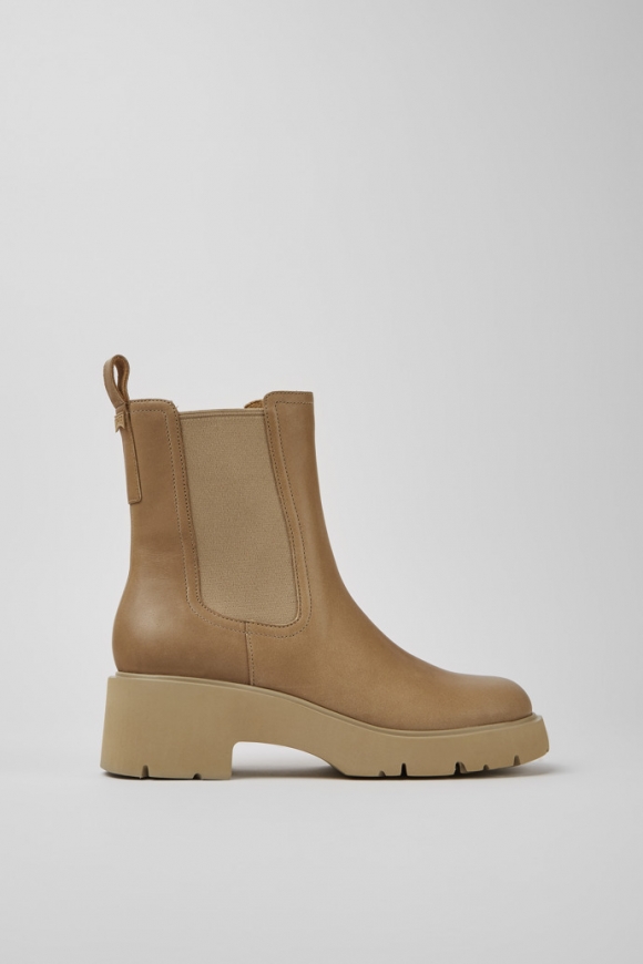 Neu Eingetroffen Camper Milah - Beiger Chelseastiefel für Damen aus Leder Neu Eingetroffen Camper Milah - Beiger Chelseastiefel für Damen aus Leder