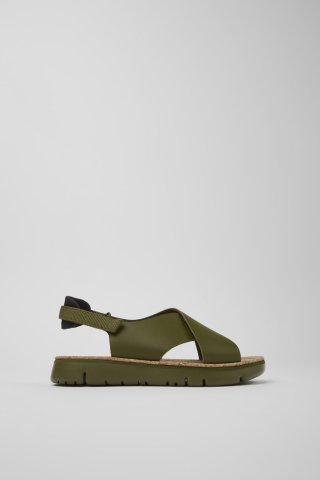 Neu Eingetroffen Camper Oruga - Grüne Damensandalen aus Leder/Textil