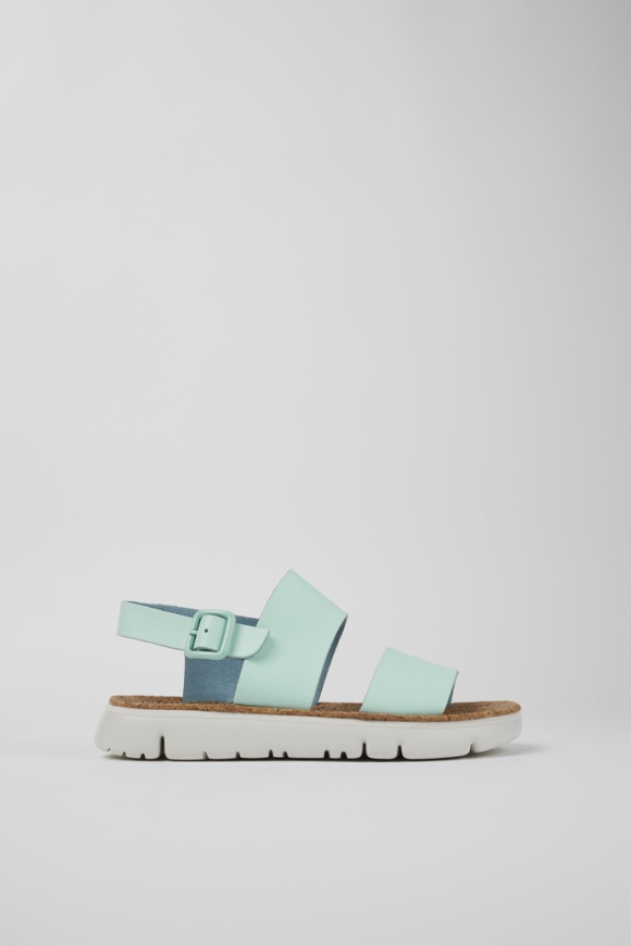 Neu Eingetroffen Camper Oruga - Blaue Ledersandalen für Damen Neu Eingetroffen Camper Oruga - Blaue Ledersandalen für Damen