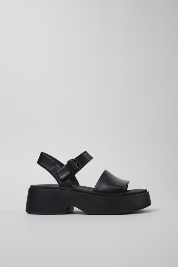 Neu Eingetroffen Camper Tasha - Schwarze Ledersandale für Damen.