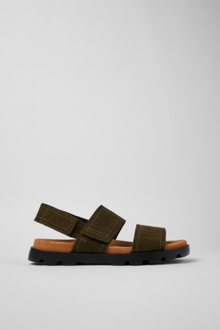 Neu Eingetroffen Camper Brutus Sandal - Grüne Herrensandalen aus Nubukleder mit Doppelriemen
