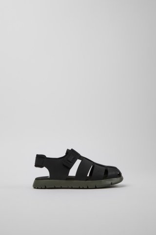 Neu Eingetroffen Camper Oruga - # Schwarzer Kindersandal aus Leder und Textil.