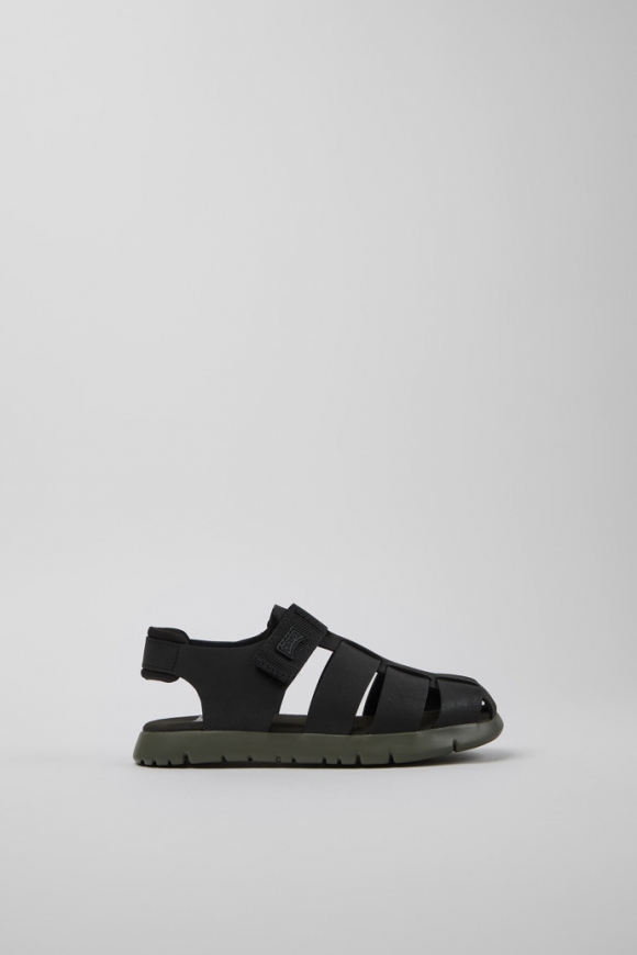 Neu Eingetroffen Camper Oruga - # Schwarzer Kindersandal aus Leder und Textil. Neu Eingetroffen Camper Oruga - # Schwarzer Kindersandal aus Leder und Textil.
