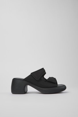 Neu Eingetroffen Camper Thelma - Schwarze Damensandalen aus Textil mit Doppelriemen