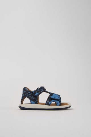Neu Eingetroffen Camper Twins - Blaue Kindersandale aus Leder.