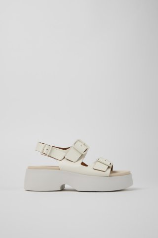 Neu Eingetroffen Camper Tasha - Weiße Ledersandalen für Damen.