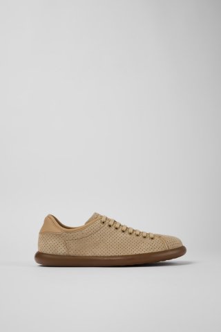 Neu Eingetroffen Camper Pelotas Soller - Beige Sneaker aus Nubukleder und Leder für Damen.