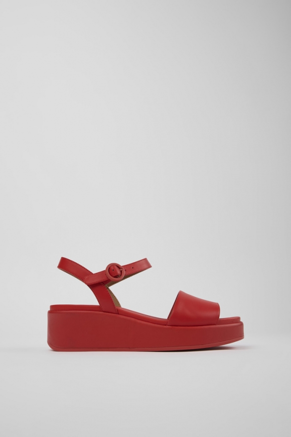 Neu Eingetroffen Camper Misia - Rote Damensandalen aus Leder mit Doppelriemen Neu Eingetroffen Camper Misia - Rote Damensandalen aus Leder mit Doppelriemen
