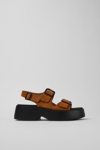 Neu Eingetroffen Camper Tasha - Braune Sandale aus Nubukleder für Damen.
