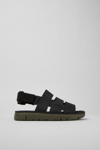 Neu Eingetroffen Camper Oruga - Schwarze Herrensandale aus Leder und Textil Neu Eingetroffen Camper Oruga - Schwarze Herrensandale aus Leder und Textil
